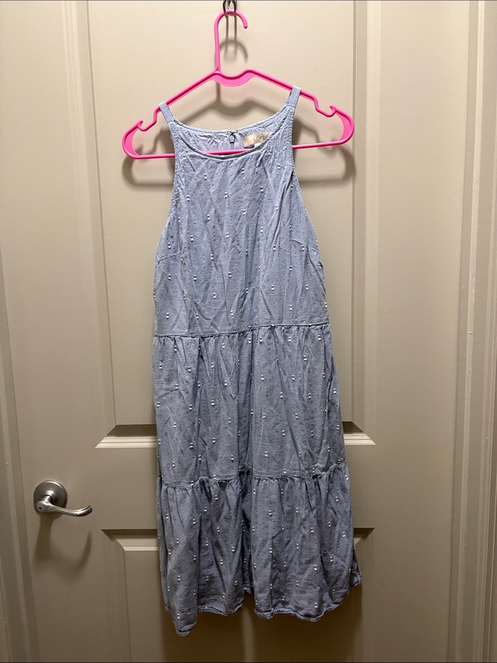 LOFT Light Blue Tiered Halter-Style Mini Dress